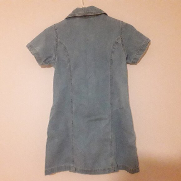 Girl's Cat & Jack size large (10/12) blue denim button up dress - Picture 3 of 4